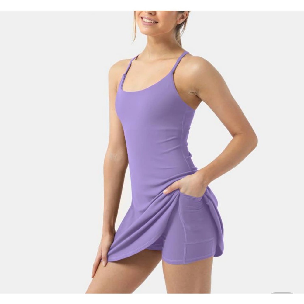 NWT Halara size medium purple Cloudful activity dress